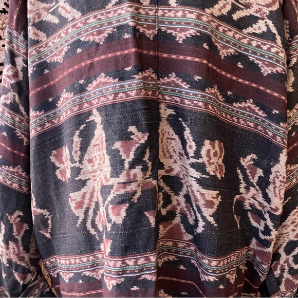 Vintage Cerimonial Indonesian Woven Ikat Boho Patterned Button Front Jacket - Picture 9 of 13